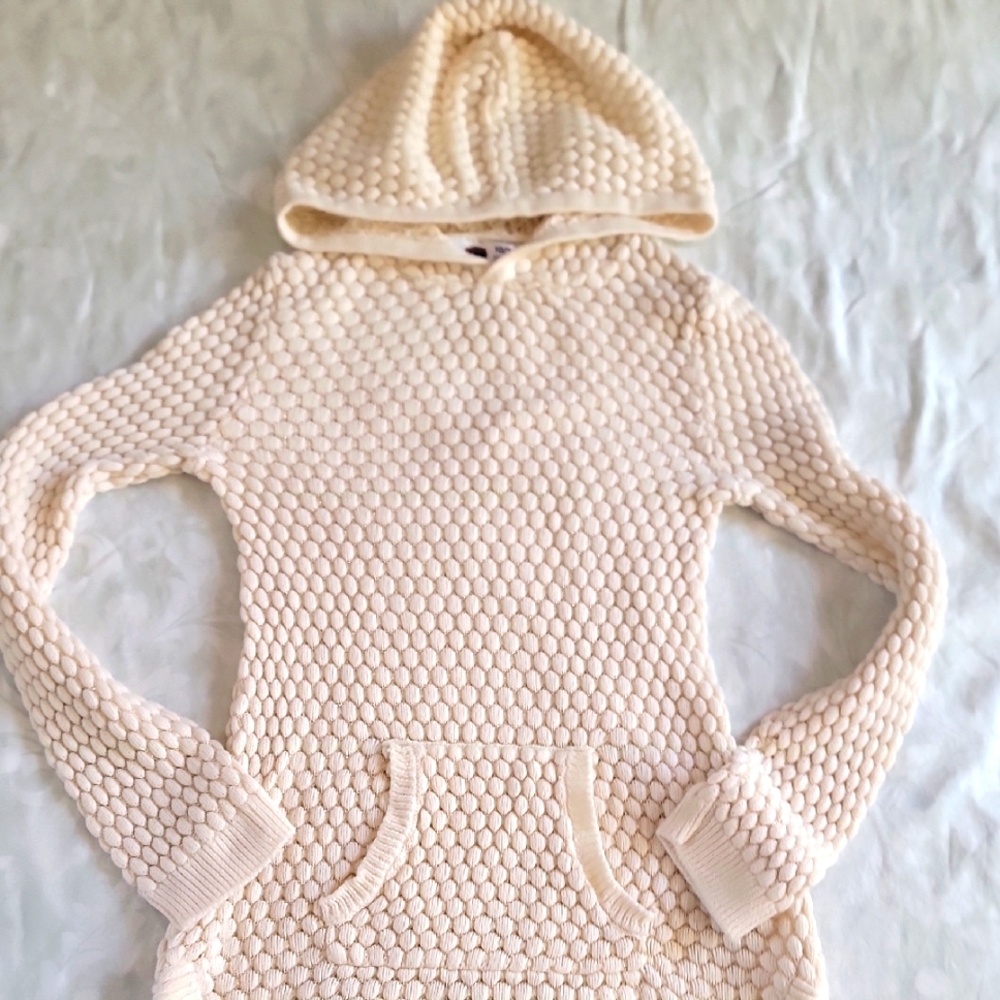 Cabela's Cream Textured Knit Hooded Sweater